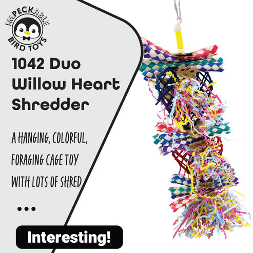 Impeckable Bird Toys 1042 Duo Willow Heart Shredder
