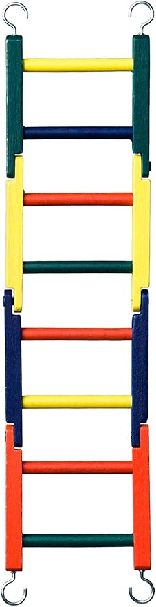 PreVue BPV01140 Carpenter Creations Bendable Wood 4-Section Bird Ladder, 15-Inch, Colors Vary