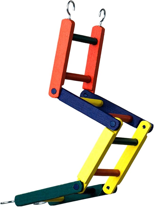 PreVue BPV01140 Carpenter Creations Bendable Wood 4-Section Bird Ladder, 15-Inch, Colors Vary