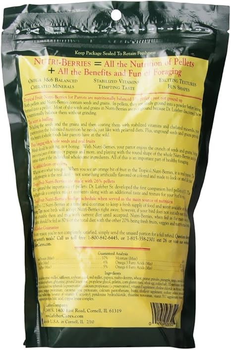 Lafeber’s Gourmet Tropical Fruit Nutri-Berries for Parrots 10 oz. Bag