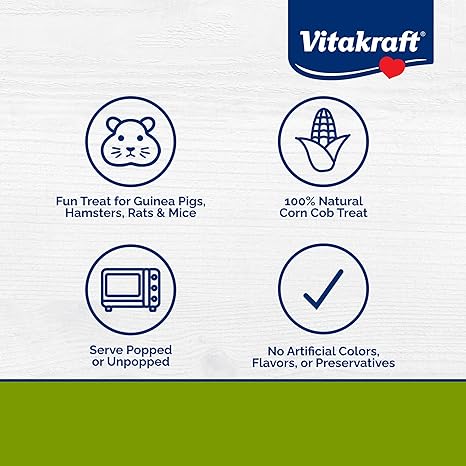 Vitakraft Mini Pops Treat for Small Animals - 100% Real Corn Cob - Supports Healthy Teeth - 6 oz