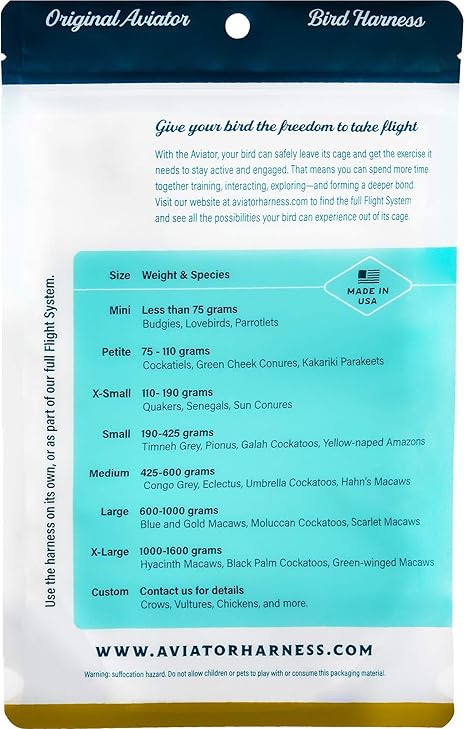 Aviator Bird Harness Small Blue