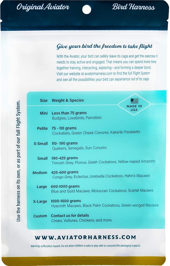 Aviator Bird Harness Mini Black