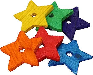 Bonka Bird Toys 1151 PK6 Medium 2.50 Diameter Wood Stars Parrot Foot