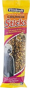 Vitakraft African Parrot Peanut and Fruit Treat Sticks 2 Pack, 6.46-Ounce