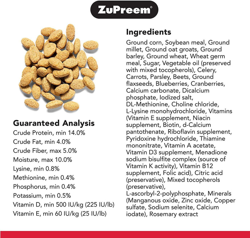 ZuPreem Natural Bird Food for Parrots & Conures