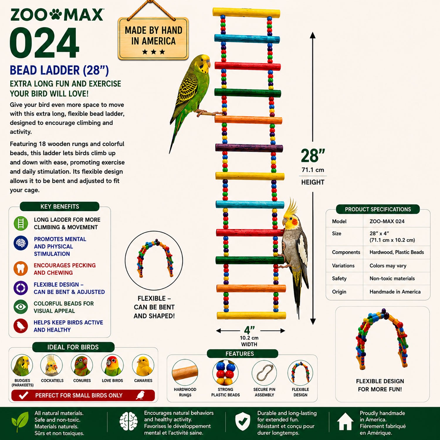 ZooMax 024 Pony Beads Ladder 28" inches