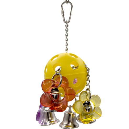 Impeckable Bird Toys 1937 Flower Ringer Bird Toy with Acrylic Flowers, Bells and Chain Links