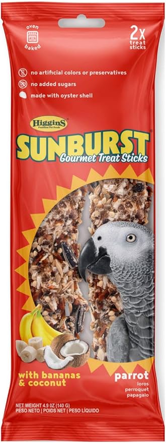 Higgins 113284 Sunburst treat stickwith Bananas & Coconut Parrot