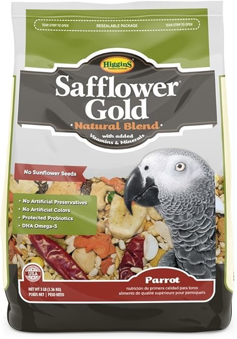 Higgins Safflower Gold Natural Food Mix for Parrots 3lbs