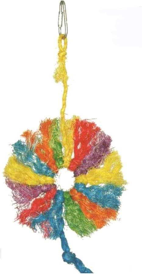 A&E HB01285 Rainbow Sisal Ring Bird Toy
