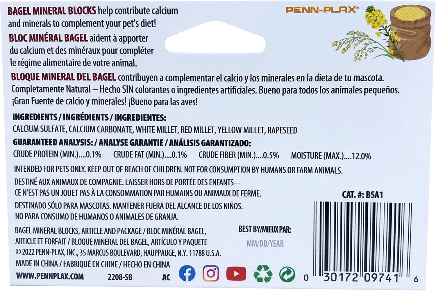 Penn-Plex BSA1B Bagel Mineral Blocks 2 Pack