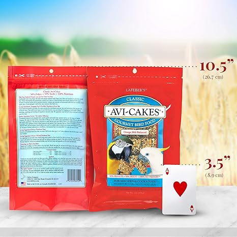 LAFEBER'S Classic Avi-Cakes Pet Bird Food for Macaws & Cockatoos, 1 lb