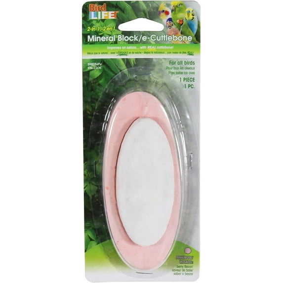 Penn Plax BA592-in-1 E-Cuttlebone & Mineral Block for Birds – Berry Flavor – 1 Pack