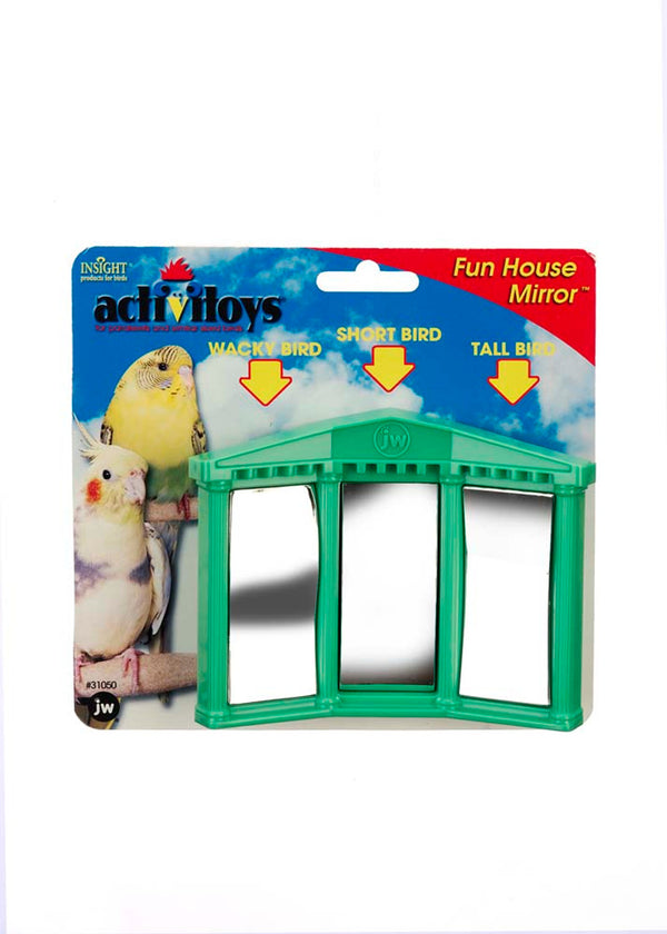 JW 31050 Activity Toy Fun House Mirror Bird Toy Multi-Color SM/MD