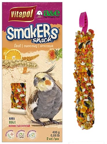 A & E Cages Smakers Snack Fruit Treat Stick for Cockatiels 3.17 oz, 2 ct