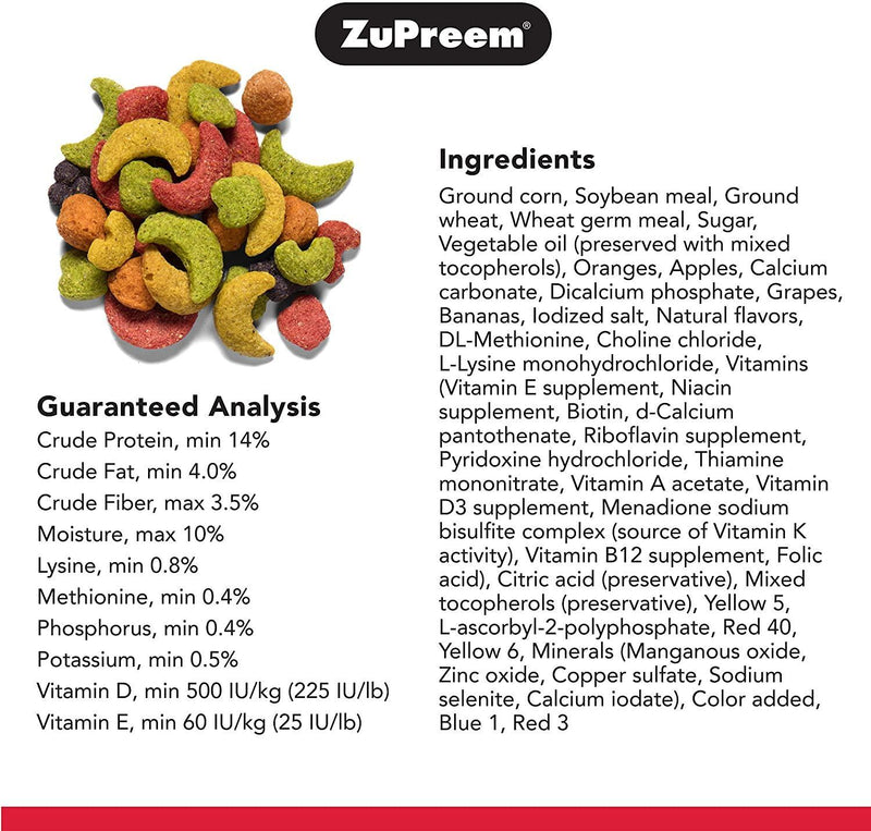 ZuPreem FruitBlend Flavor Bird Food for Parrots & Conures