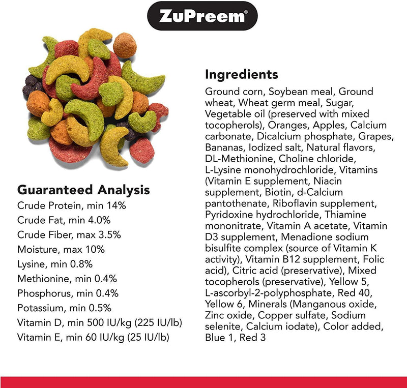 ZuPreem FruitBlend Flavor Bird Food for Large Birds - 3.5 lb